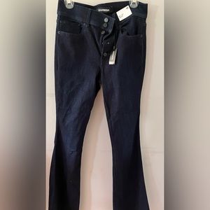 Express Dark Blue size 6r High rise Bell Flare Jeans with tags